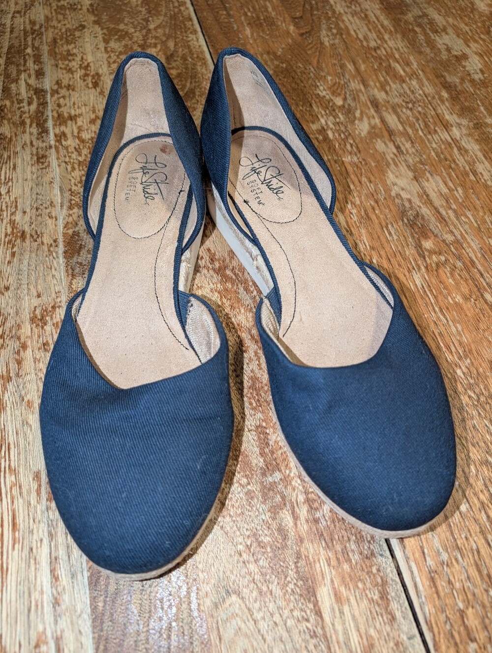 Women's Navy Espadrille Flats by SoftWalk